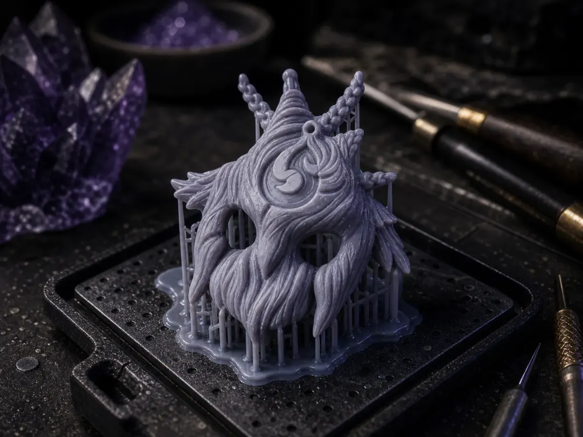 High-detail resin print of a fantasy jewelry piece.