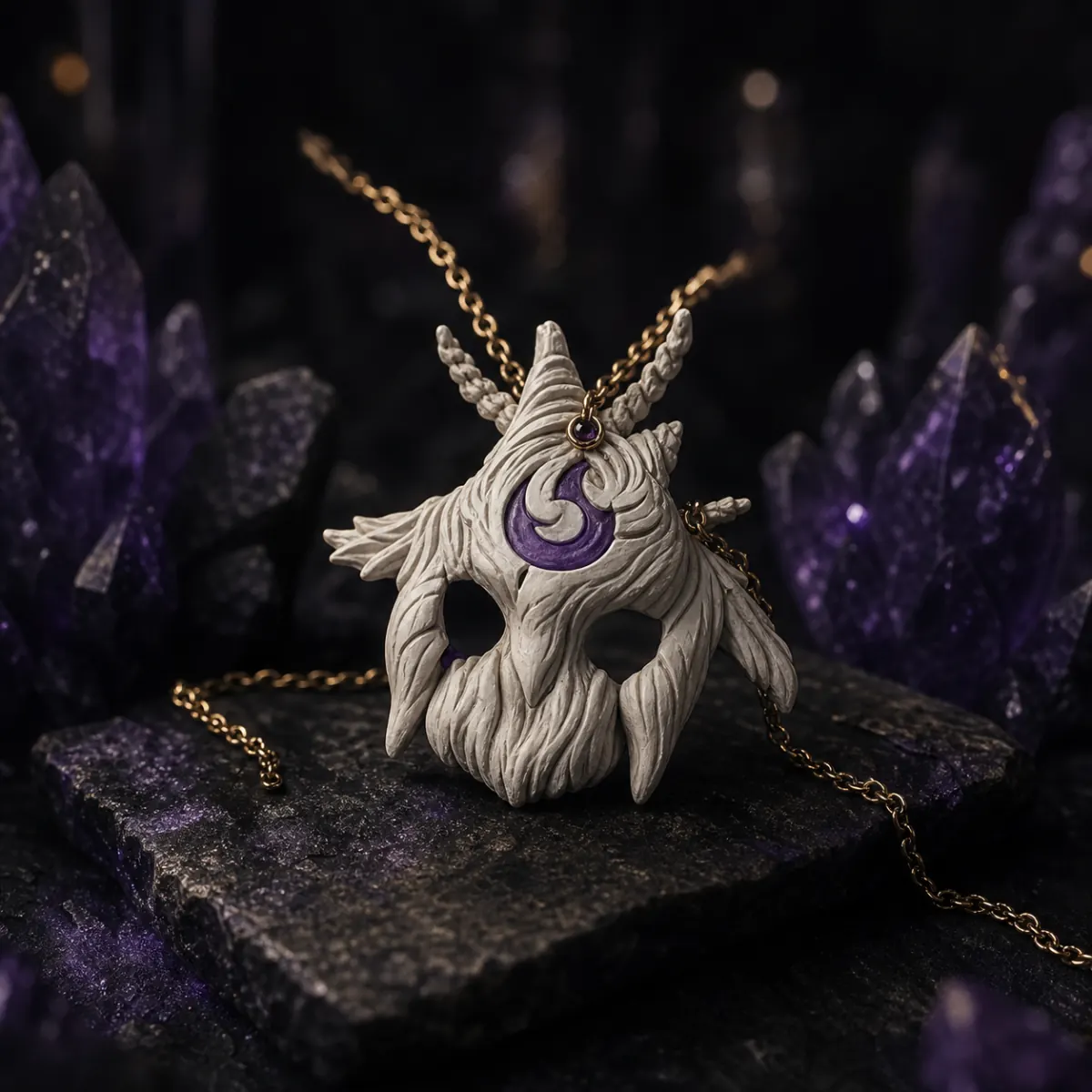Lunar Ward hand-painted resin fantasy pendant