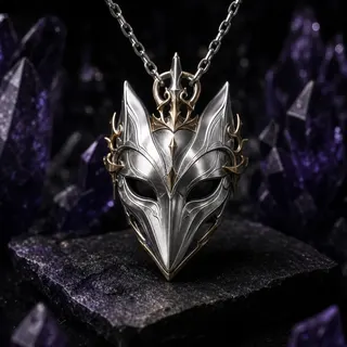 Solace silver fantasy mask pendant